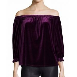 Likely Purple Velvet Off-The Shoulder Blouse‎ Sz M